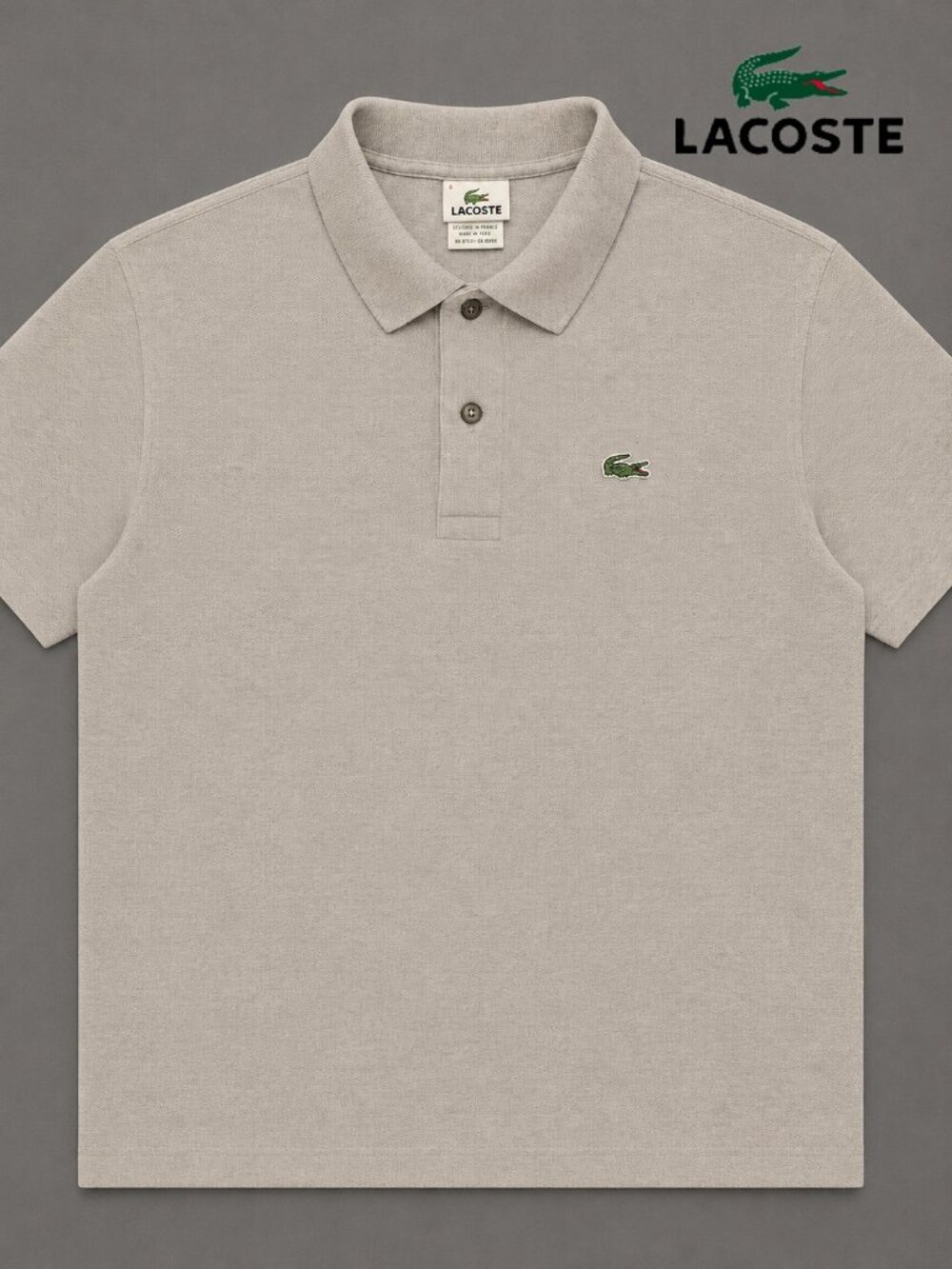 Lacoste Men's Gray Classic Piqué Polo Shirt Size 6 (XL) Embroidered Crocodile